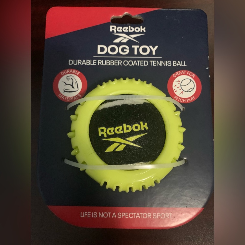 Reebok Dog Toy Rubber Encased Tennis Ball NEW!